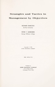 Cover of: Strategies and tactics in management by objectives