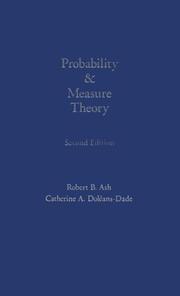 Cover of: Probability and measure theory by Robert B. Ash