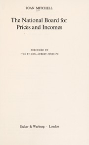 The National Board for Prices and Incomes by Mitchell, Joan