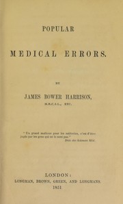 Cover of: Popular medical errors | James Bower Harrison