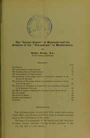 Cover of: The 'sexual season' of mammals and the relation of the 'pro-oestrum' to menstruation