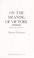 Cover of: On the meaning of victory : essays on strategy