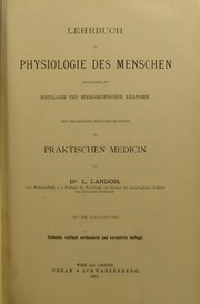 Cover of: Lehrbuch der Physiologie des Menschen : einschliesslich der Histologie und mikroskopischen Anatomie mit besonderer Ber©ơcksichtigung der praktischen Medicin