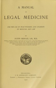 Cover of: A manual of legal medicine : for the use of practitioners and students of medicine and law