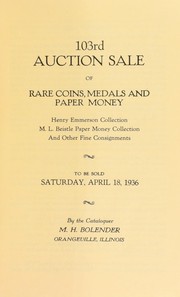 Cover of: 103rd auction sale of rare coins, medals, and paper money