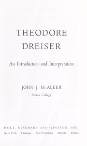 Cover of: Theodore Dreiser; an introduction and interpretation