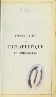 Cover of: Formulaire de th©♭rapeutique et pharmacologie