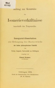 Cover of: Beitrag zur Kentniss der Isomerieverhaltnisse innerhalb der Terpenreihe: Inaugural-Dissertation zue Erlangen der Doctorw©ơrde ...