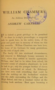 Cover of: William Chambers | Andrew Carnegie