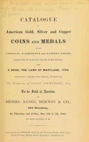 Catalogue of American gold, silver and copper coins and medals by Edward Cogan