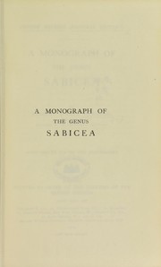 Cover of: A Monograph of the genus Sabicea