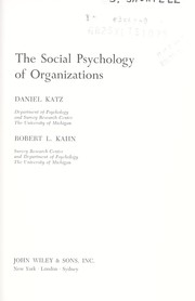 Cover of: The social psychology of organizations by Katz, Daniel