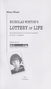 Cover of: Nicholas Winton's lottery of life by Matej Mináč