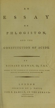 Cover of: An essay on phlogiston, and the constitution of acids