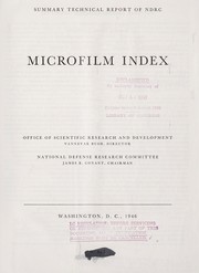 Cover of: Microfilm index; summary technical report of NDRC