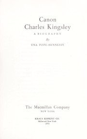 Cover of: Canon Charles Kingsley; a biography by 