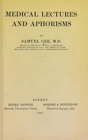 Cover of: Medical lectures and aphorisms