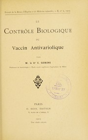 Cover of: Le contr©þle biologique du vaccine antivariolique