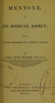 Cover of: Mentone, in its medical aspect by James Lewis Siordet