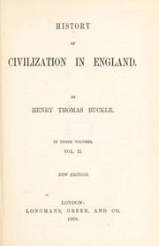 Cover of: History of civilization in England