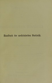 Cover of: Handbuch der medicinischen Statistik