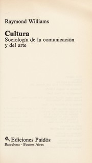 Cover of: Sociologia De La Cultura by Raymond Williams