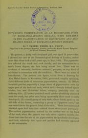 Cutaneous pigmentation as an incomplete form of Recklinghausen's disease by Frederick Parkes Weber