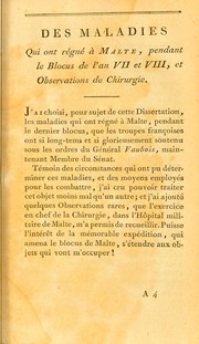 Des maladies qui ont r©♭gn©♭ ©  Malte pendant le blocus de l'an VII et VIII by Jean Pierre Fauverge