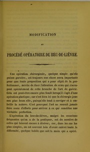 Cover of: Modification au proc©♭d©♭ op©♭ratoire du bec-de-li©·vre
