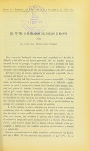 Sul potere di traslazione del bacillo di Eberth by Costantino Gorini