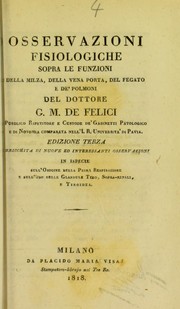 Cover of: Osservazioni fisiologiche sopra le funzioni della milza, della vena porta, del fegato e de' polmoni