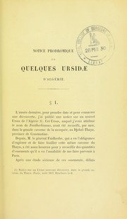 Cover of: Notice prodromique sur quelques ursidae d'Alg©♭rie