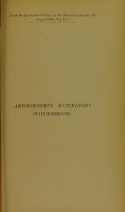 Cover of: Aristodesmus r©ơtimeyeri (Wiedersheim) by H. G. Seeley
