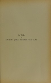 Cover of: De l'©♭dit sur l'alienatio judicii mutandi causa facta