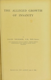 Cover of: The alleged growth of insanity