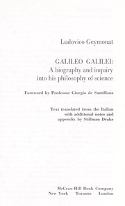 Cover of: Galileo Galilei: a biography and inquiry into his philosophy of science.