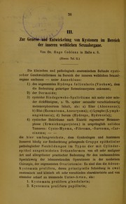 Cover of: Zur Genese und Entwicklung von Kystomen im Bereich der inneren weiblichen Sexualorgane