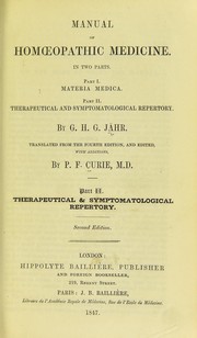 Cover of: Manual of hom¿opathic medicine: in two parts