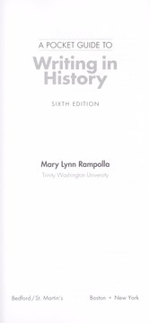 Cover of: A pocket guide to writing in history by Mary Lynn Rampolla