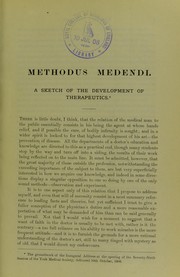 Cover of: Methodus medendi: a sketch of the development of therapeutics