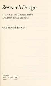 Cover of: Research design by Catherine Hakim, Catherine Hakim