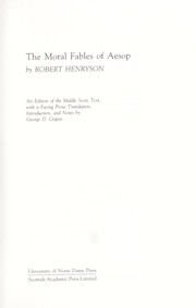 Cover of: The moral fables of Aesop by Robert Henryson