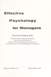 Cover of: Effective psychology for managers