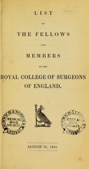 Cover of: List of fellows and members: August 31, 1845