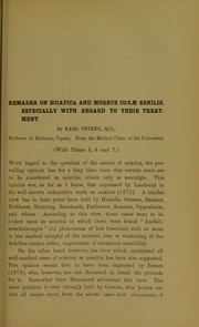 Cover of: Remarks on sciatica and morbus coxae senilis: especially with regard to their treatment