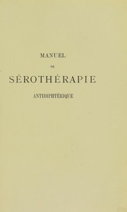 Manuel de serotherapie antidiphterique