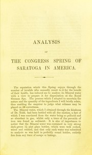 Cover of: Analysis of the Congress Spring of Saratoga in America