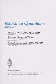 Cover of: Insurance operations