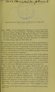 Cover of: On the reparative treatment of some of the graver forms of vesico-vaginal fistula