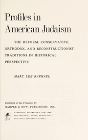 Cover of: Profiles in American Judaism by Marc Lee Raphael